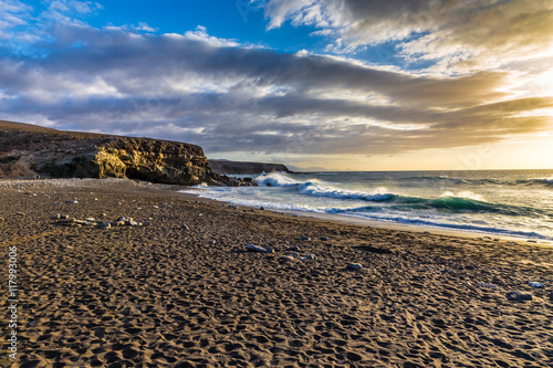 Fototapeta Naklejka Na Ścianę i Meble -  Sunset On The Beach-Ajuy,Fuerteventura,Canary Islands, Spain