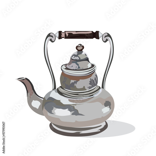 Vintage Kettle and lavender provence style Vector