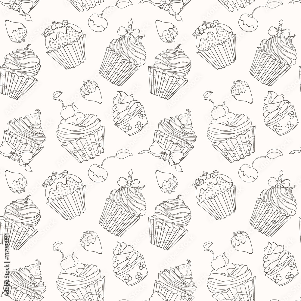Cupcakes colorful seamless pattern