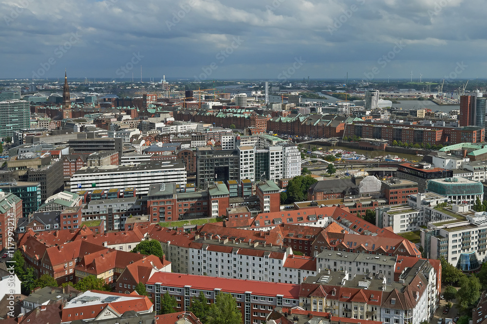 Obraz premium Aerial view of Hamburg city