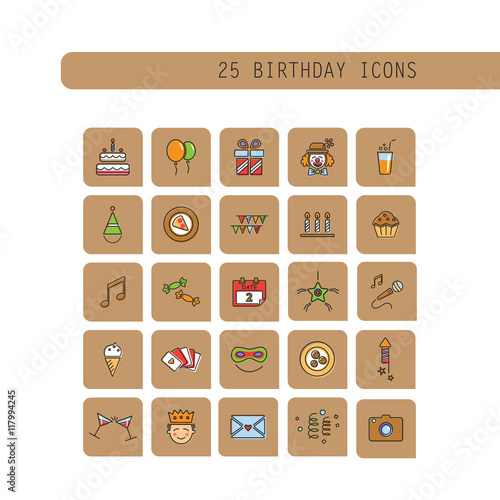 Conjunto de iconos de fiesta de cumpleaños