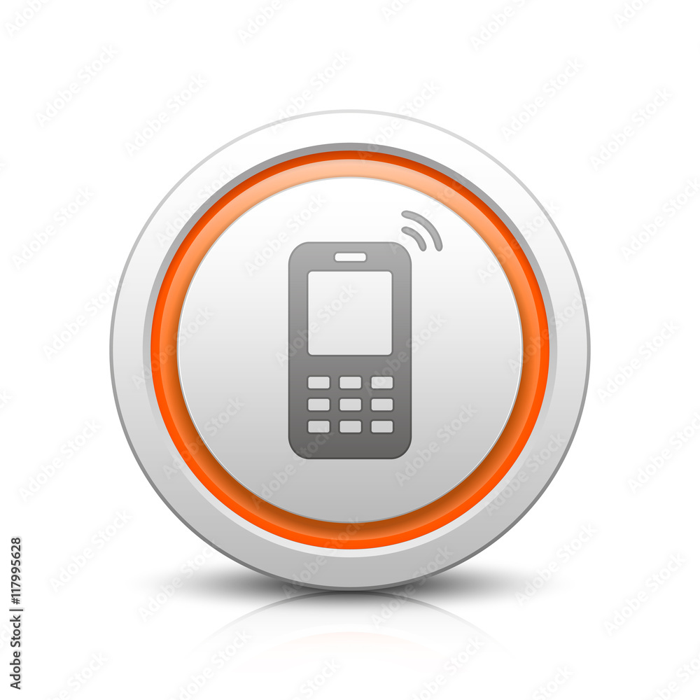 Mobile Phone – Light gray button with reflection & orange Mobile Phone – Light gray button with reflection & orange
