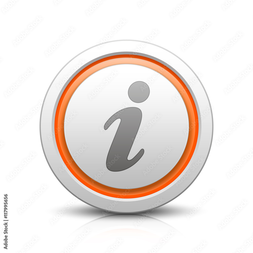 Information – Light gray button with reflection & orange Information – Light gray button with reflection & orange