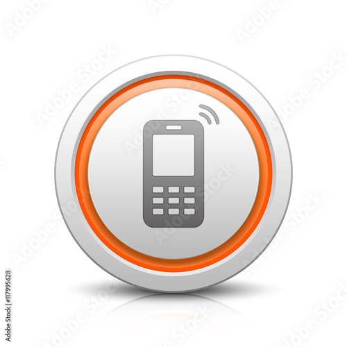 Mobile Phone – Light gray button with reflection & orange