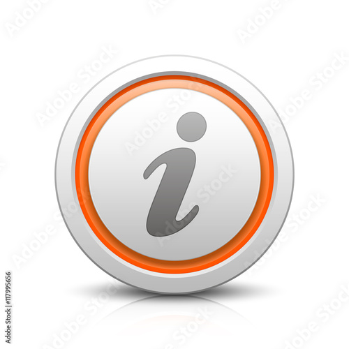 Information – Light gray button with reflection & orange
