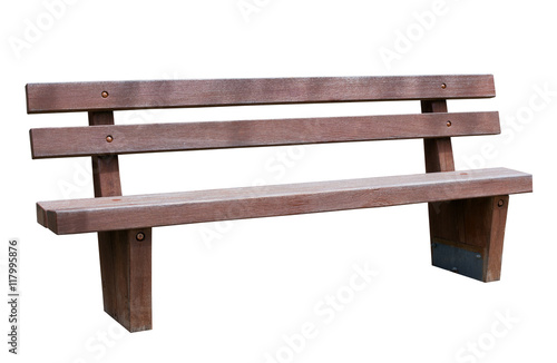 brown park bench . Isolated over white background .