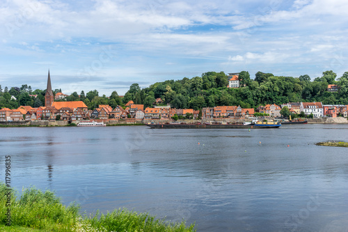 Lauenburg, Germany - July 10, 2016: River Elbe and the Town Lauenburg