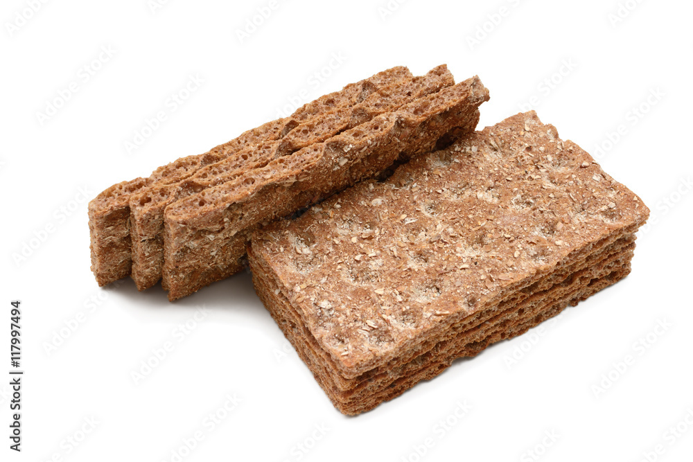 healthy crispy bread on a white background healthy crispy bread on a white background