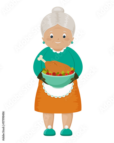 Smiling grandmother with Thanksgiving turkey