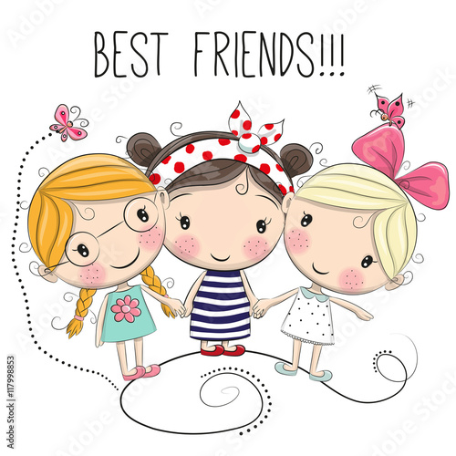 Three Cute cartoon girls