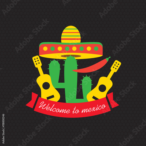 Mexican food logo. Fast logotype template © 3dwithlove
