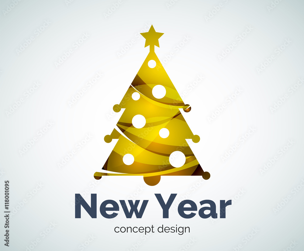 Vector Christmas or New Year tree logo template Vector Christmas or New Year tree logo template