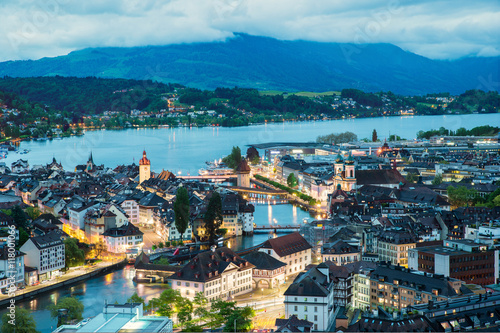 Aerial view of old town of Lucerne, Switzerland.