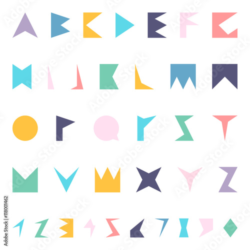 Vector english alphabet in memphis style.