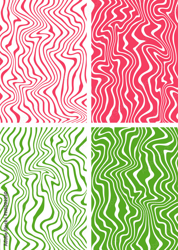 Set of green and pink wavy backgrounds Set of green and pink wavy backgrounds