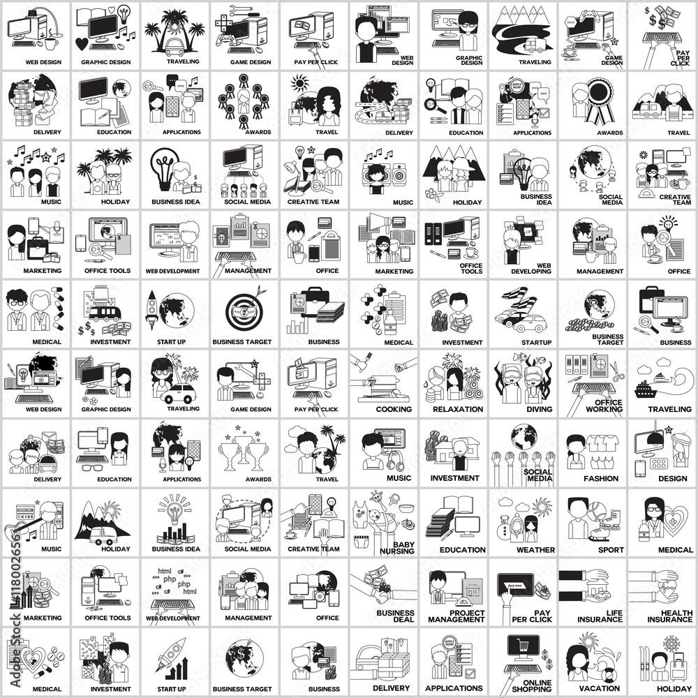 Flat Icons Set - Isolated On White Background. Vector Illustration, Graphic Design. For Web, Websites, Print, App, Presentation Templates, Mobile Applications And Promotional Materials Flat Icons Set - Isolated On White Background. Vector Illustration, Graphic Design. For Web, Websites, Print, App, Presentation Templates, Mobile Applications And Promotional Materials