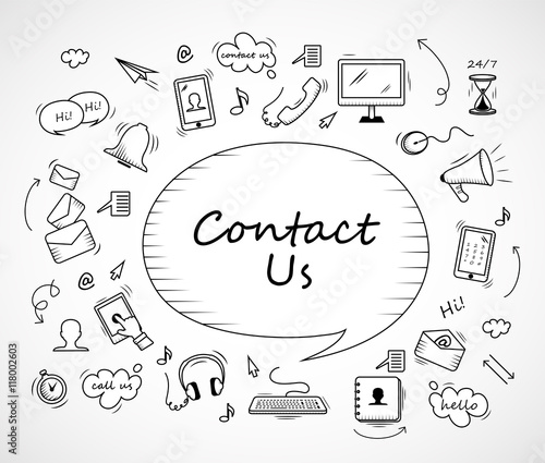 Speech Bubble, Contact Us Icons Set - Isolated On White Background-Vector Illustration, Graphic Design. For Web,Websites,Magazine Page,Print, App, Presentation Templates And Promotional Materials