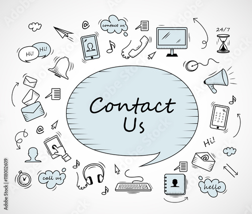 Speech Bubble, Contact Us Icons Set - Isolated On White Background-Vector Illustration, Graphic Design. For Web,Websites,Magazine Page,Print, App, Presentation Templates And Promotional Materials