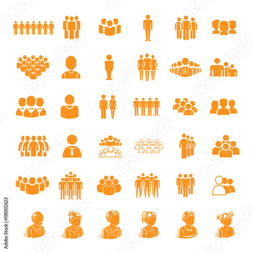 People Icons Set - Isolated On White Background. Vector Illustration, Graphic Design. For Web, Websites, Print. Business Concept