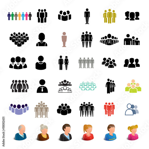 People Icons Set - Isolated On White Background