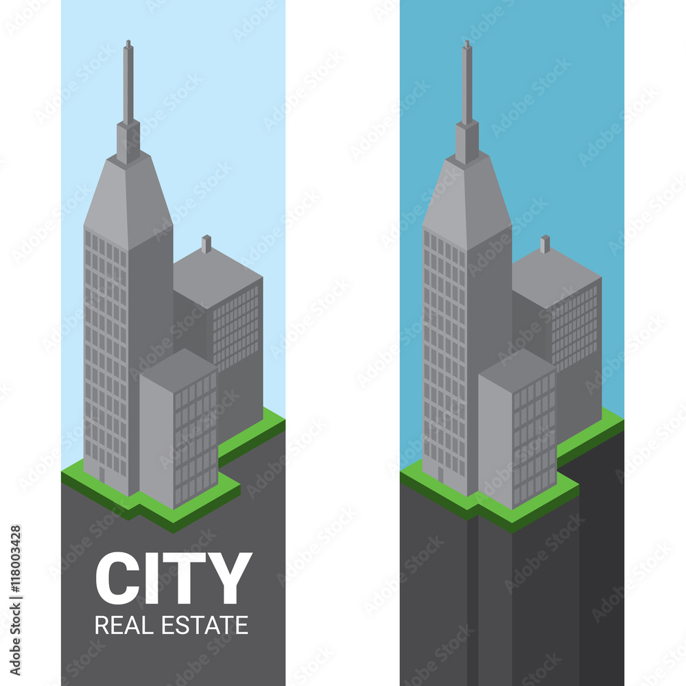 real estate vector logo isometric. office tower