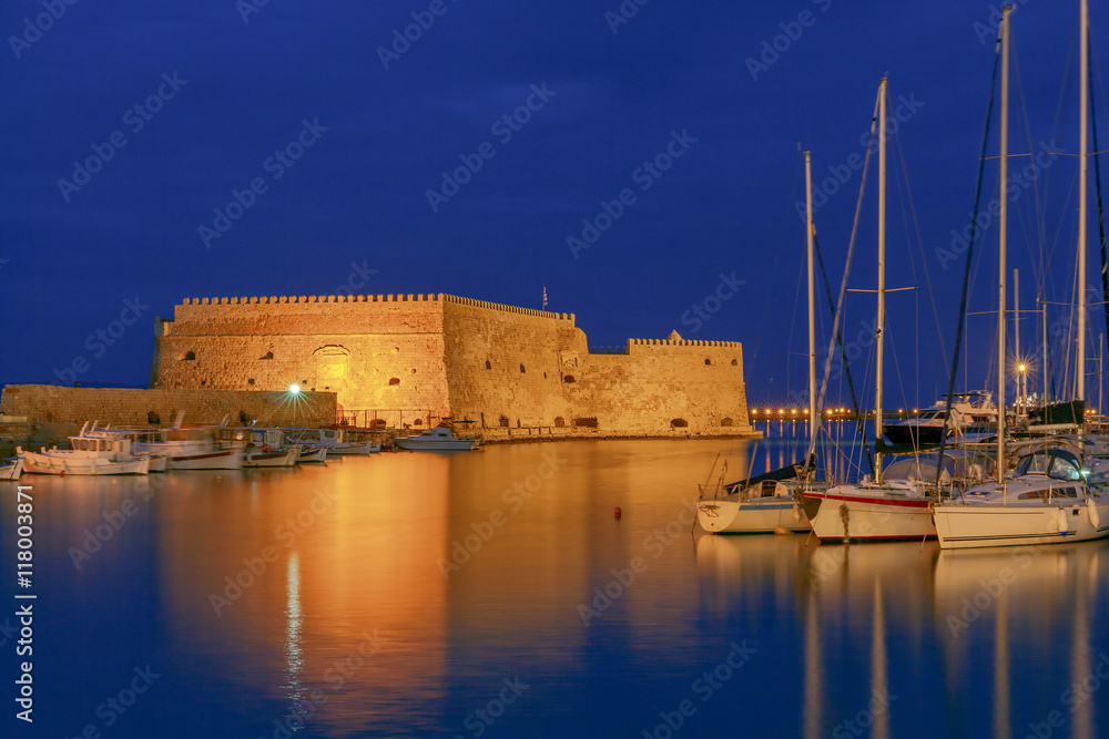 Heraklion. The old Venetian fortress at night.