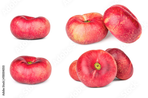 ripe flat  nectarines  isolated on white background