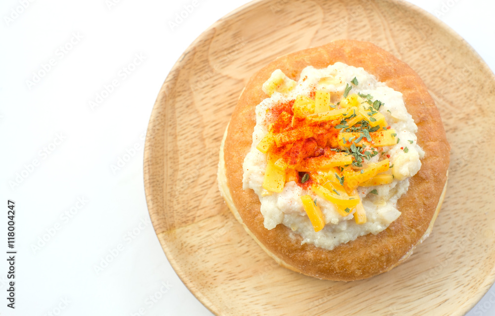 tuna and cheese on top the donut tuna and cheese on top the donut