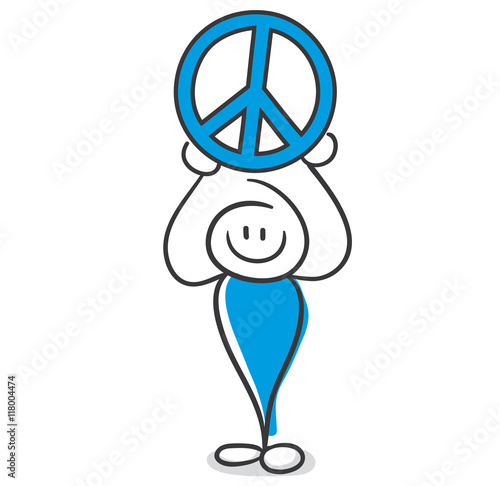 Stick Figure Series Blue / Peace, Frieden