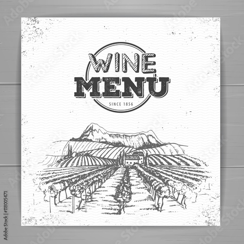 Vintage wine menu design. Document template