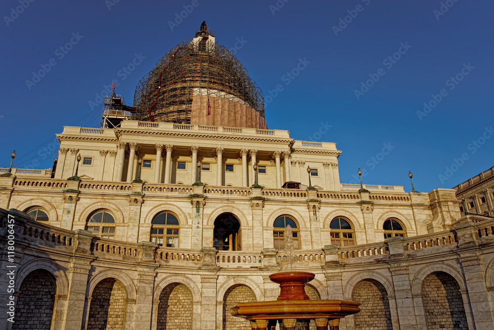View at the reconstruction of the United States Capitol