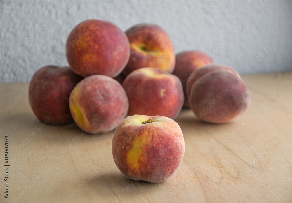 Group of fresh peaches bought on local market. Group of fresh peaches bought on local market.