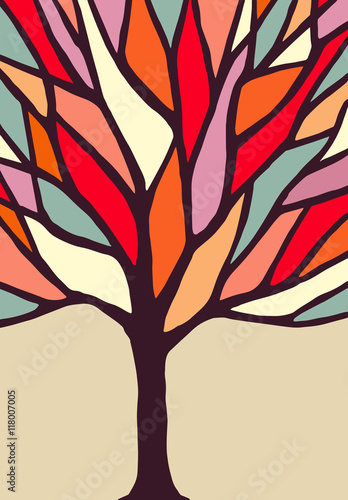 Tree illustration with colorful branches