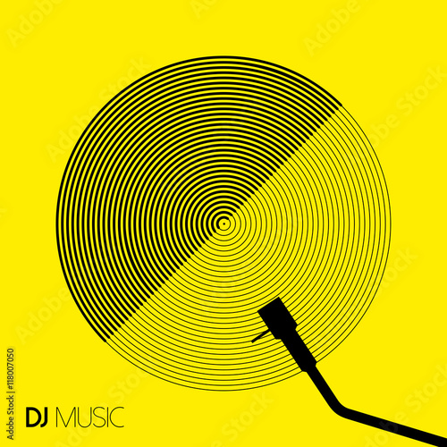 DJ music design geometry circle vinyl in line art