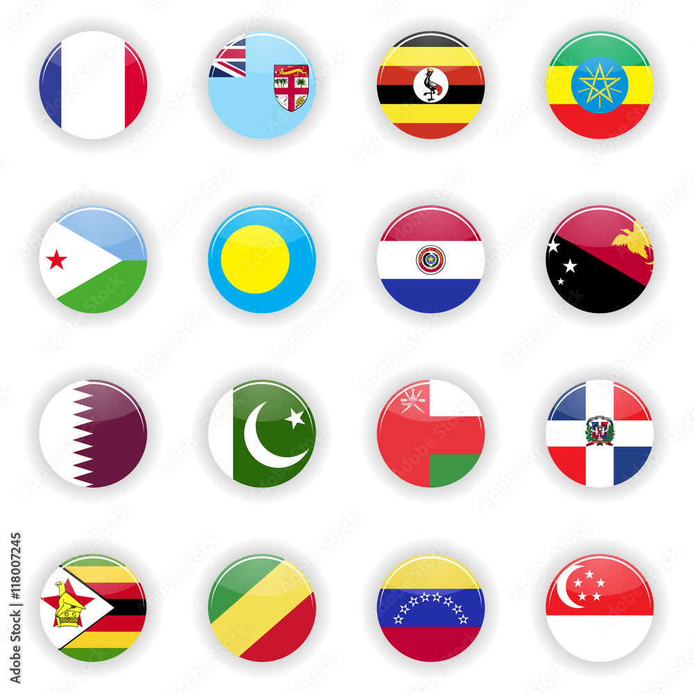 Flags set. Universal flags set to use for web and mobile UI vector illustration Flags set. Universal flags set to use for web and mobile UI vector illustration