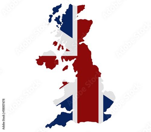 map of great britain with flag