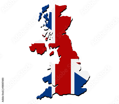 map of great britain with flag