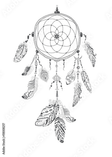 Native American Indian Talisman Dreamcatcher with Feathers.