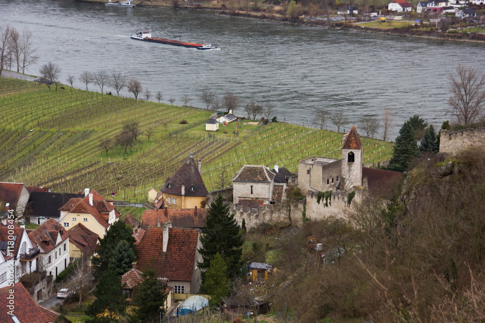 Fototapeta premium Durnstein, Wachau, Austria. Early spring.