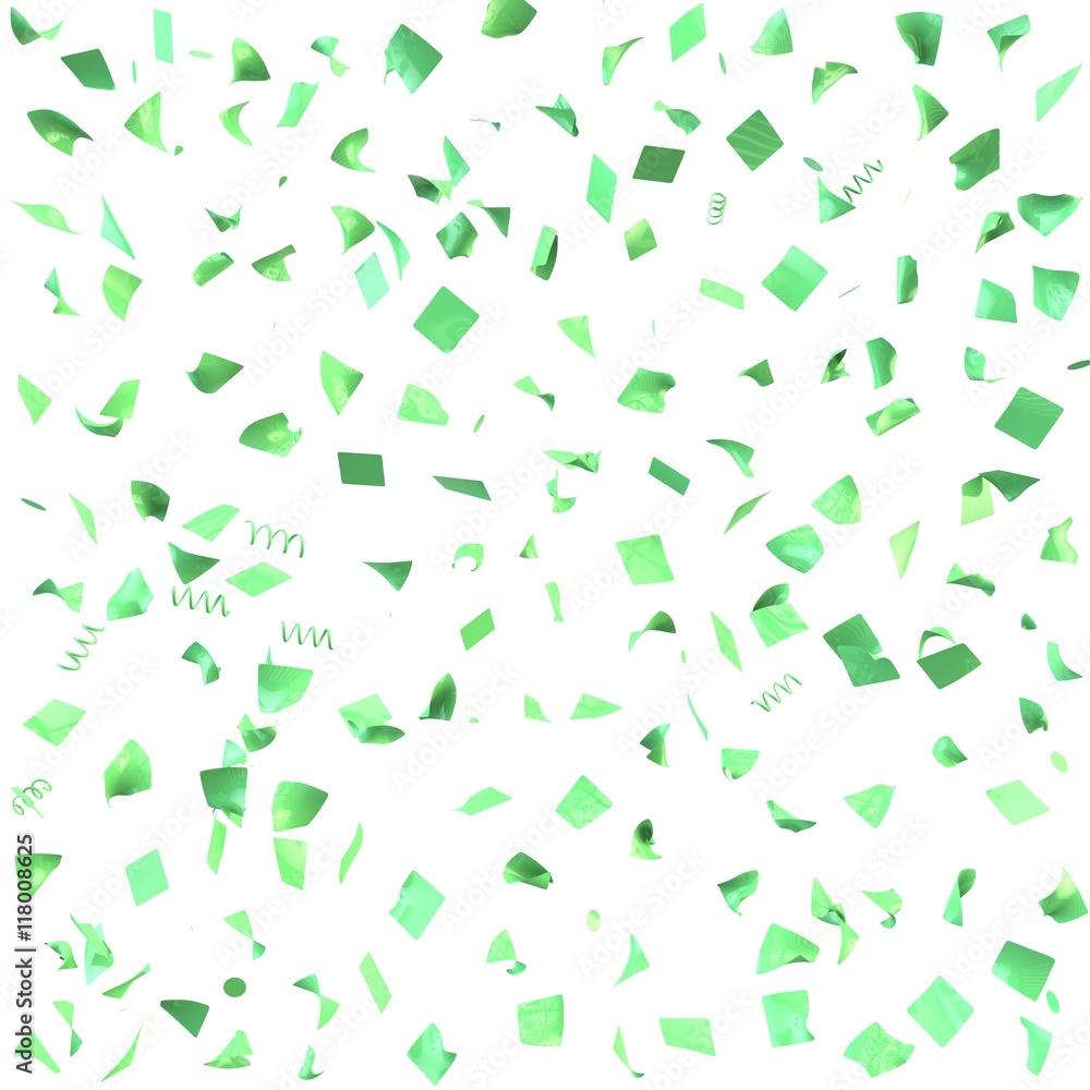 Green paper in flight isolated on a white background Green paper in flight isolated on a white background