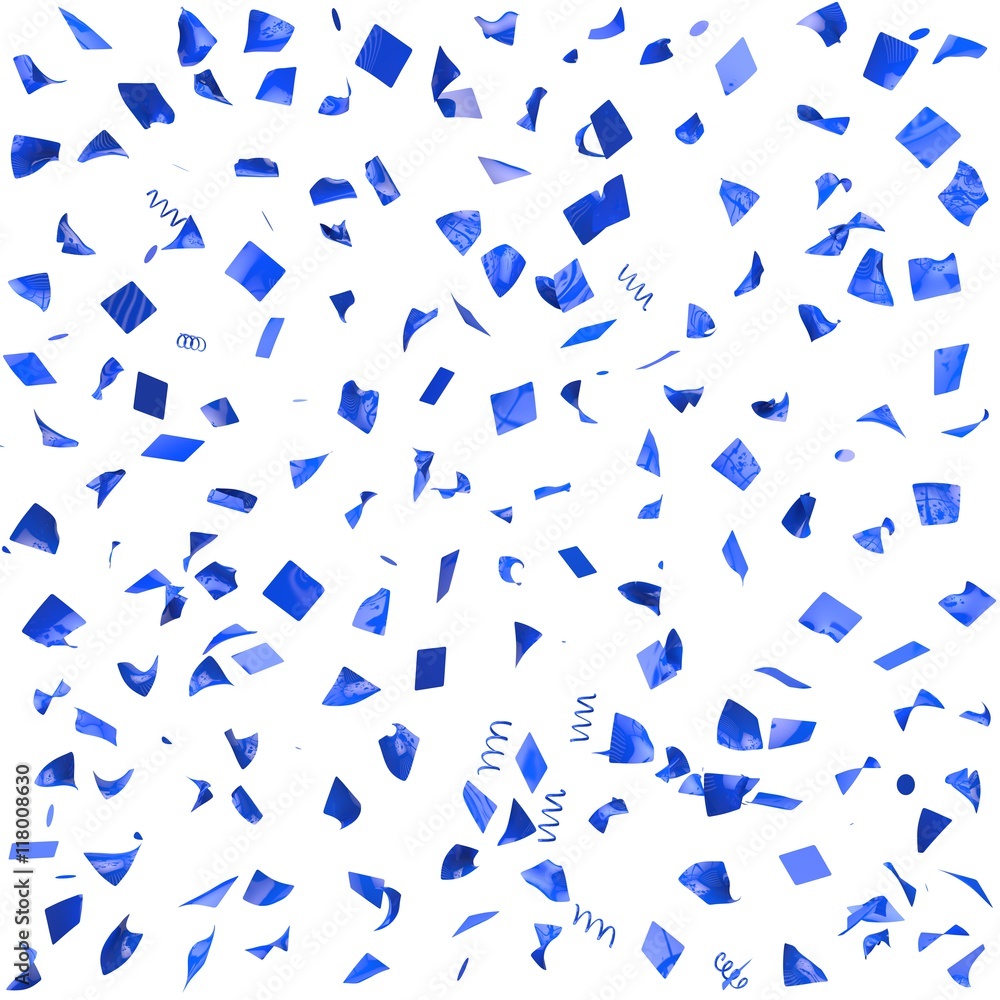 Blue paper in flight isolated on a white background