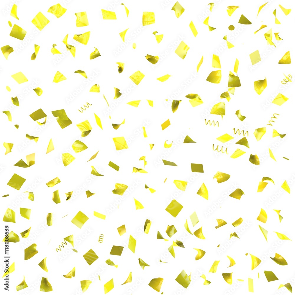 Yellow paper in flight isolated on a white background