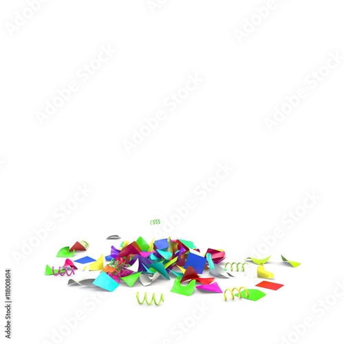 Bright and colorful confetti lying on the floor