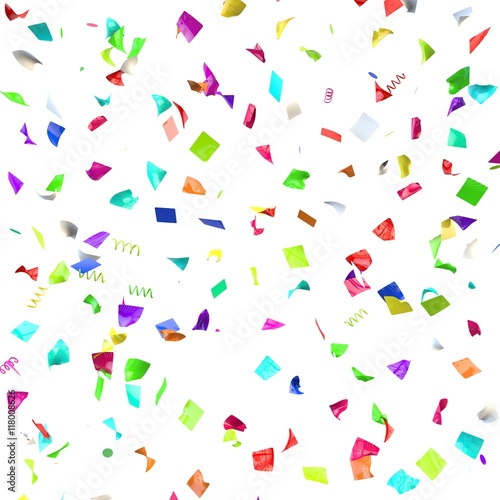 Colored paper in flight isolated on a white background