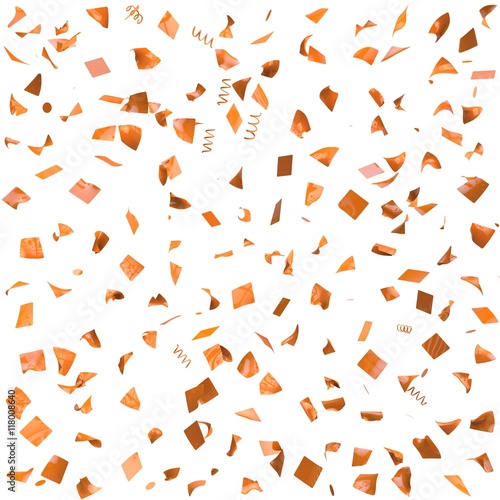 Orange paper in flight isolated on a white background