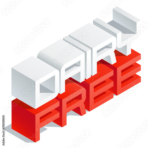 Slim 3D isometric text Dairy free