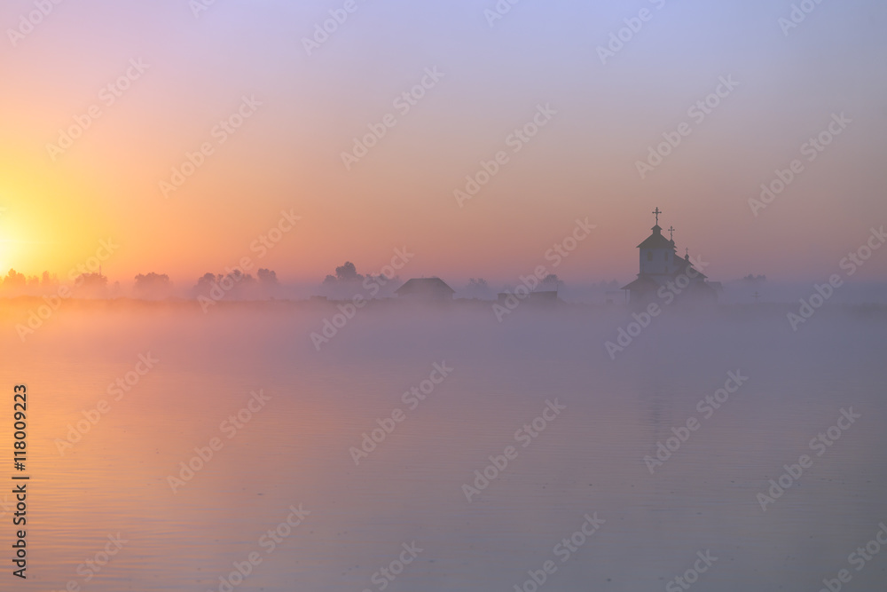 Beautiful sunrise over Church.