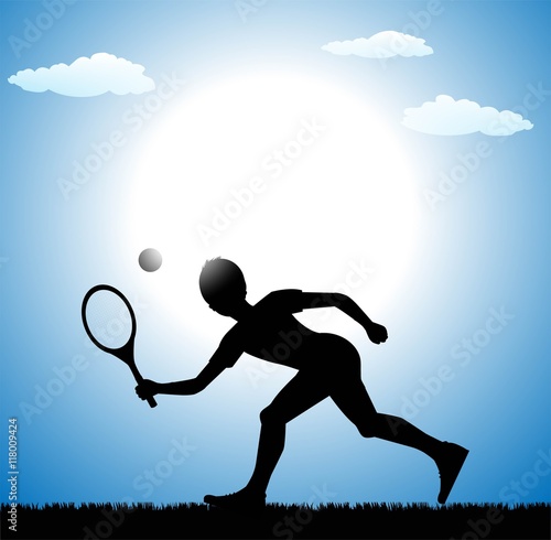 silhouette di tennista