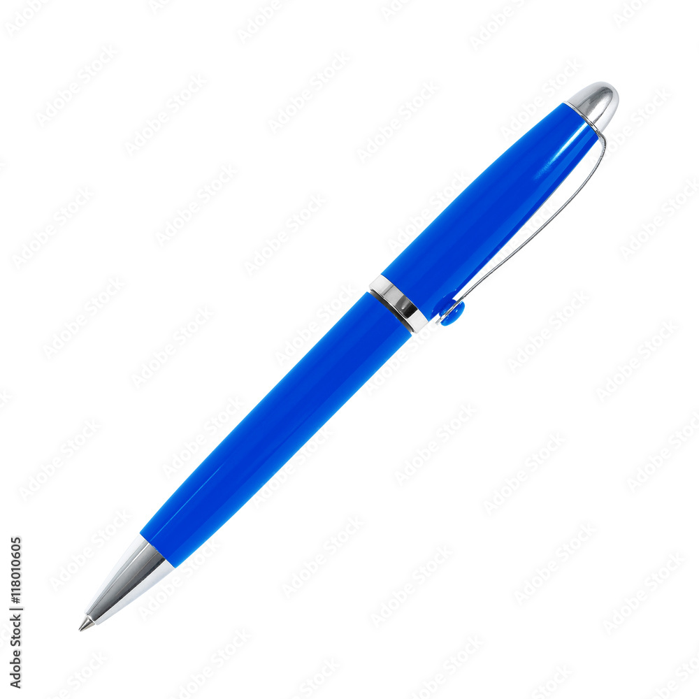 blue pen with shadow on white blue pen with shadow on white