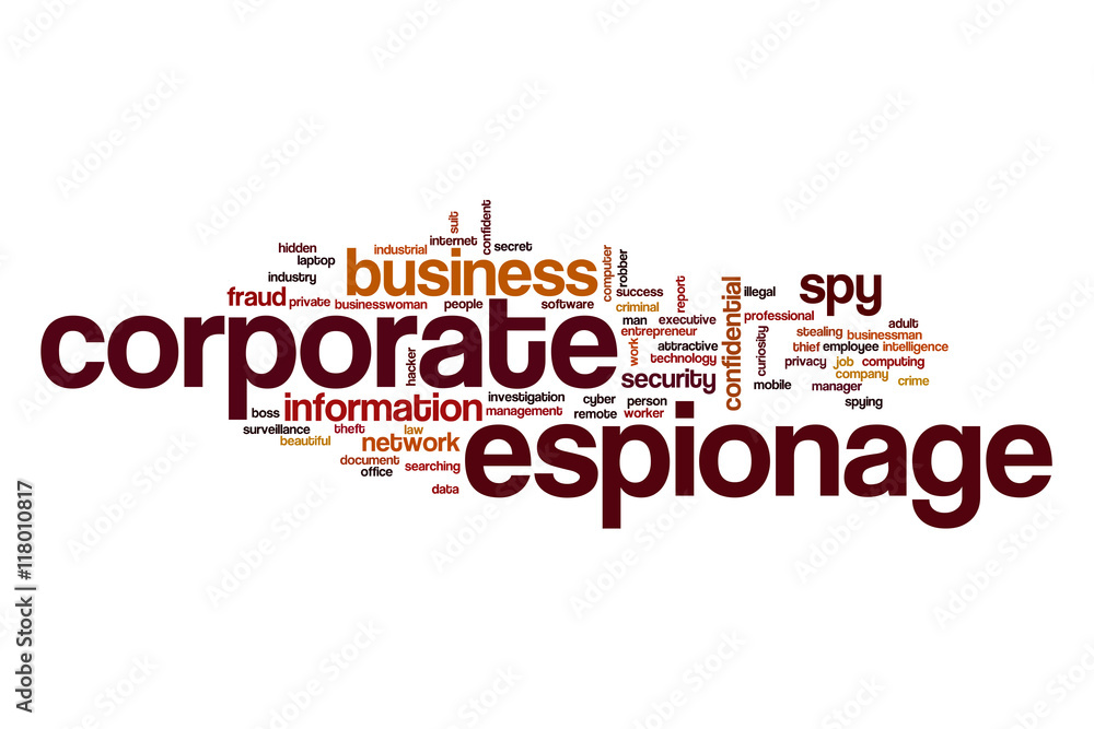 Corporate espionage word cloud